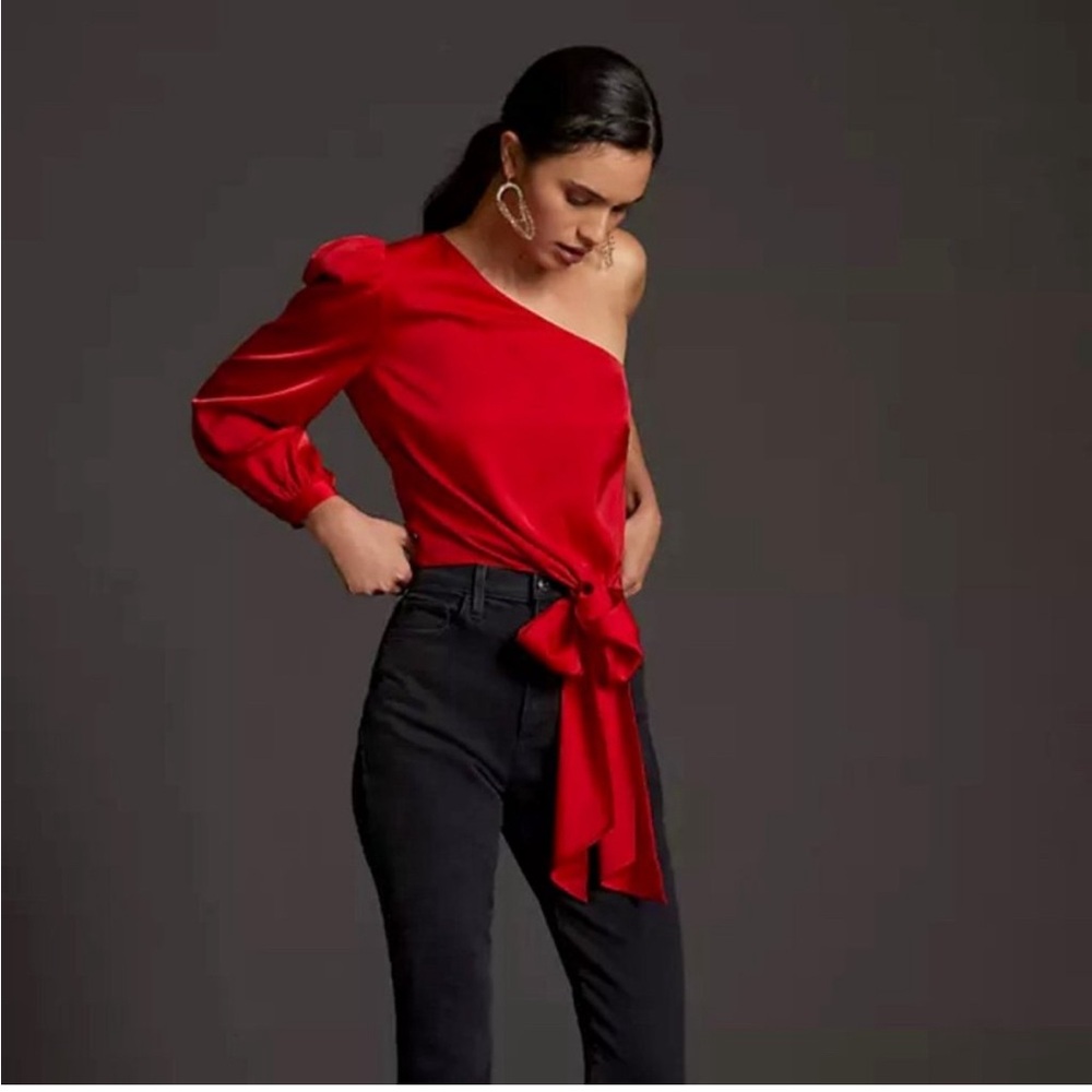 🏷️ NWT Mare Mare Draped Puff-Sleeved Blouse - Size L